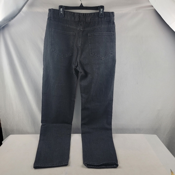 NIB skinny ripped hip hop black denim jeans patches embroidery size Med - Picture 5 of 6